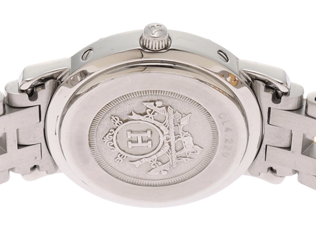 HERMES エルメス クリッパー CL4.220 GP/SS アイボリー クォーツ 【460】2148103706912
