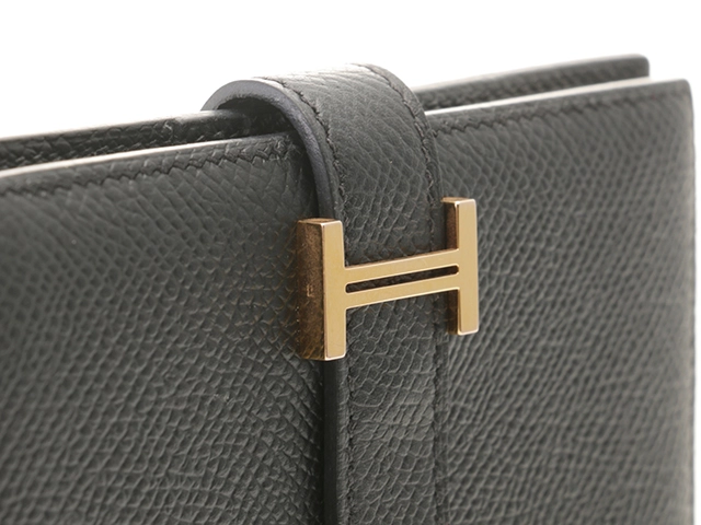 HERMES　エルメス　ベアンコンパクト　ブラック/GP　ヴォーエプソン　C刻印　2148103707391【432】