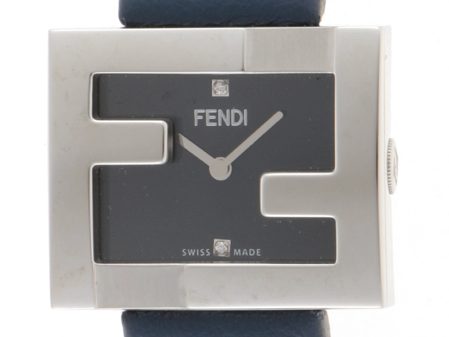 FENDI フェンディ レクタンギュラー F100102801 ズッカフェイス 純正ダイヤ ネイビー レディース クオーツ