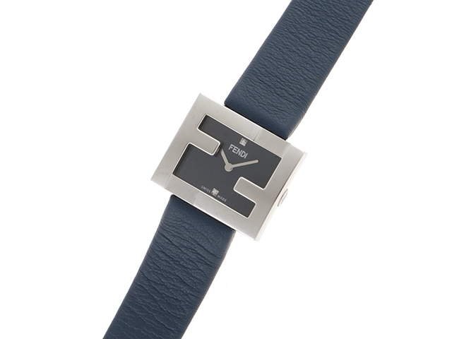 FENDI フェンディ レクタンギュラー F100102801 ズッカフェイス 純正ダイヤ ネイビー レディース クオーツ