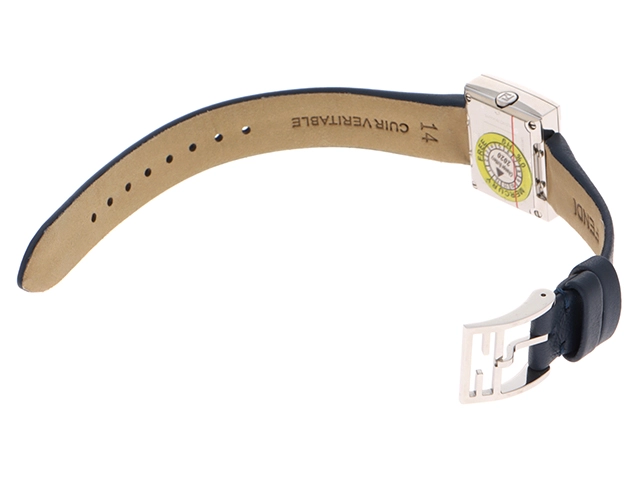 FENDI　フェンディ　レクタンギュラー　F100102801　ネイビー文字盤　ステンレススチール/革　クォーツ　レディース時計　2148103709265【430】