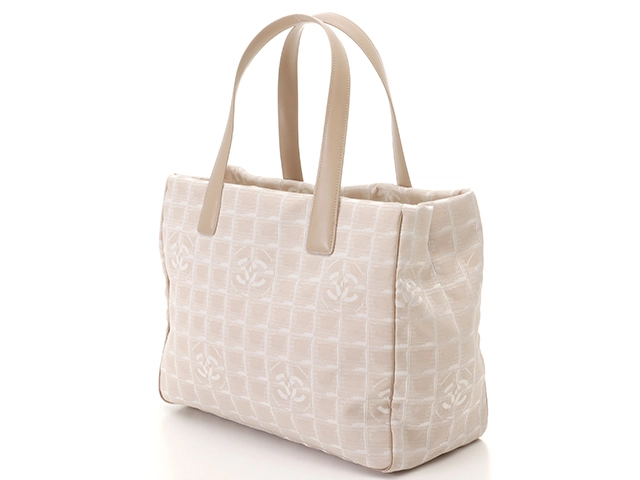 CHANEL　シャネル　ニュートラベルライントートMM　ベージュ/GP金具　ナイロン/レザー【431】2148103709944