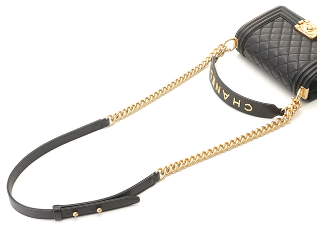 CHANEL シャネル ボーイシャネル 2wayチェーンショルダー ブラック/GP ラムスキン 【471】 Y