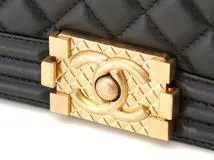 CHANEL　シャネル　ボーイシャネル　２wayチェーンショルダー　ブラック／GP　ラムスキン　【471】　Y