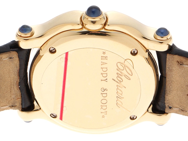 Chopard　ショパール　時計　ハッピースポーツ　27/6149-23　レディース　クオーツ　YG/レザー　ホワイト文字盤【431】2148103712630