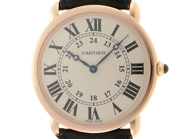 Cartier　カルティエ　W6800251　ロンド・ルｲLM　750PG　手巻き　アリゲーターレザー　社外ベルト　男女兼用　腕時計（2148103713705）【200】C