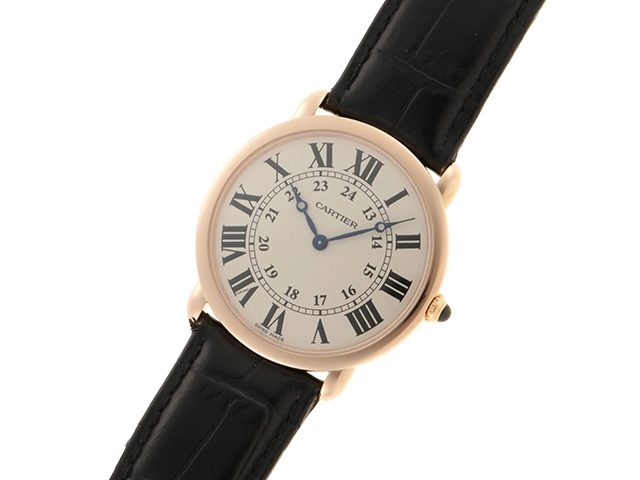 Cartier　カルティエ　W6800251　ロンド・ルｲLM　750PG　手巻き　アリゲーターレザー　社外ベルト　男女兼用　腕時計（2148103713705）【200】C