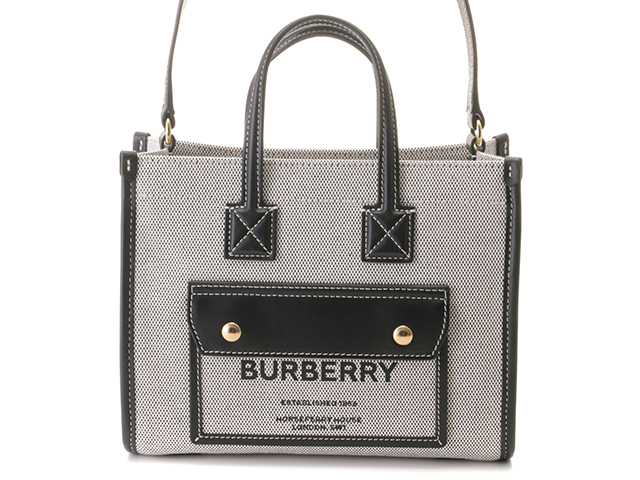 【売り切り御免！】 BURBERRY バーバリー ナチュラル/ブラック ミニフレヤトート バッグ