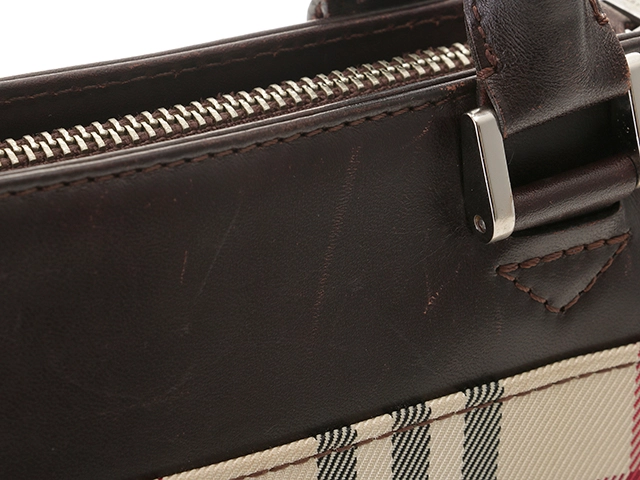 BURBERRY　バーバリー　ノバチェック　ハンドバッグ　ベージュ/ダークブラウン キャンバ　【430】2148103714535