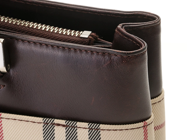 BURBERRY　バーバリー　ノバチェック　ハンドバッグ　ベージュ/ダークブラウン キャンバ　【430】2148103714535