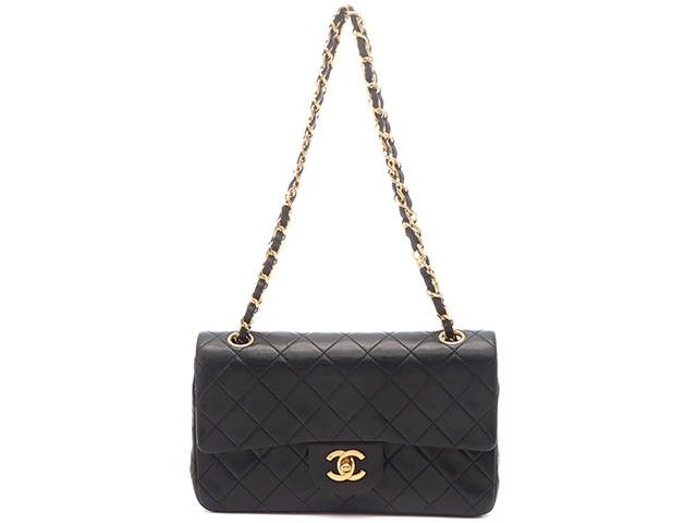 CHANEL　シャネル　マトラッセWフラップ23 Wチェーンショルダー ブラック/GP金具 ラムスキン【431】2148103715792
