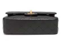 CHANEL　シャネル　マトラッセWフラップ23 Wチェーンショルダー ブラック/GP金具 ラムスキン【431】2148103715792