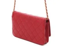 CHANEL　シャネル　ＣＣフィリグリー　チェーンウォレット　レッドスラッシュＧＰ　キャビア　【472】YN
