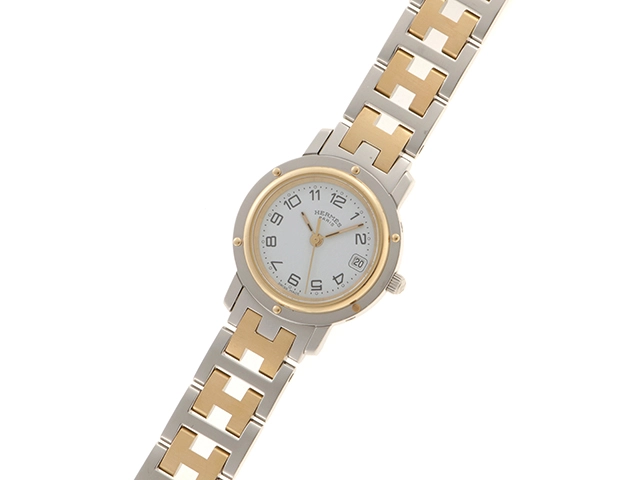 HERMES エルメス クリッパー CL4.220 SS/GP 女性用クオーツ時計【473】