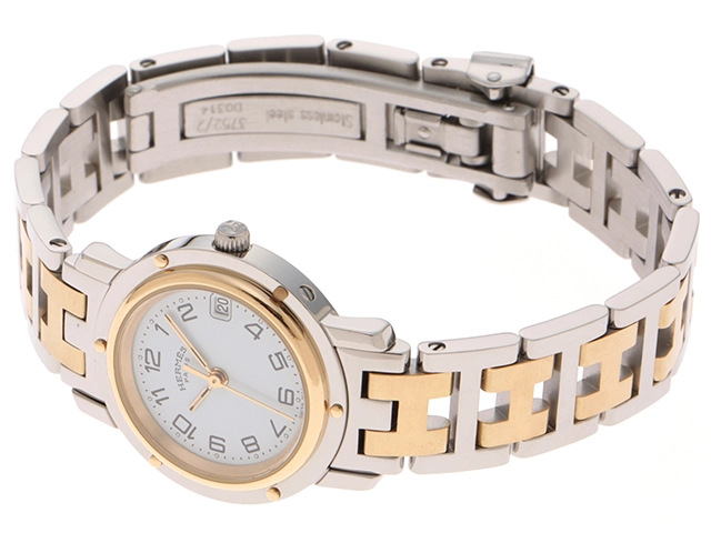 HERMES エルメス クリッパー CL4.220 SS/GP 女性用クオーツ時計【473】