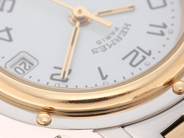 HERMES エルメス クリッパー CL4.220 SS/GP 女性用クオーツ時計【473】