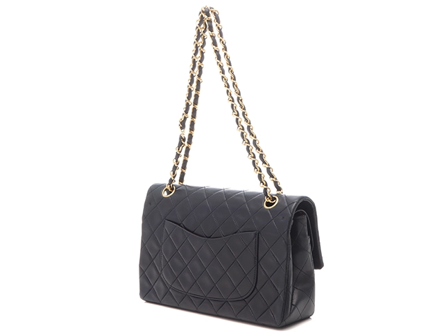 CHANEL シャネル マトラッセwフラップ25 Wチェーンショルダーバッグ ネイビー/GP 【471】SK