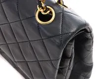 CHANEL シャネル　マトラッセwフラップ25　Ｗチェーンショルダーバッグ　ネイビー/ＧＰ　【471】SK