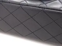 CHANEL シャネル　マトラッセwフラップ25　Ｗチェーンショルダーバッグ　ネイビー/ＧＰ　【471】SK