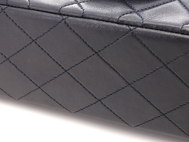 CHANEL シャネル マトラッセwフラップ25 Wチェーンショルダーバッグ ネイビー/GP 【471】SK