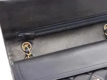 CHANEL シャネル　マトラッセwフラップ25　Ｗチェーンショルダーバッグ　ネイビー/ＧＰ　【471】SK