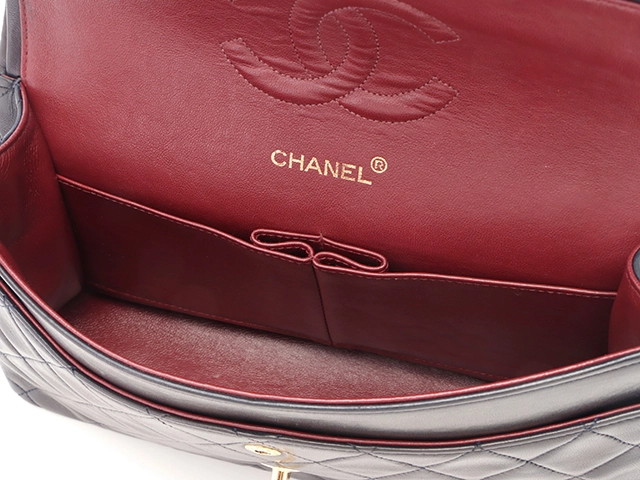 CHANEL シャネル マトラッセwフラップ25 Wチェーンショルダーバッグ ネイビー/GP 【471】SK