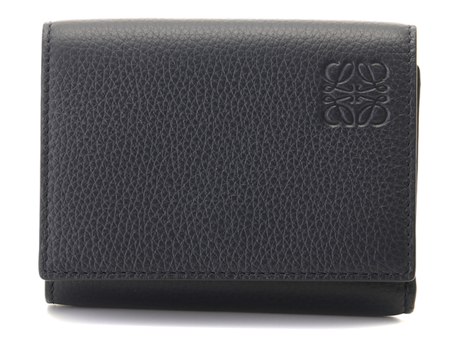 美品✨️ロエベ 三つ折り財布 リピートアナグラム レザー ネイビー brand-pit_250405a18