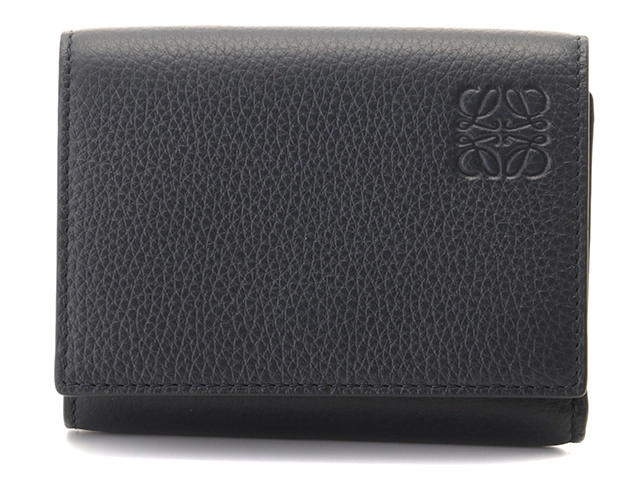 高感度ショップで2023年売れたブランド LOEWE ネイビーレザーロエベ 三つ折り財布 小物