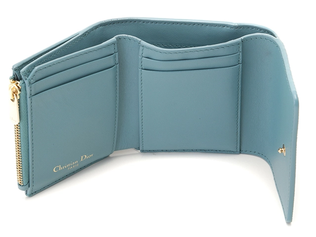 Dior ディオール 30モンテーニュ ロータス ウォレット ライトブルー レザー 三つ折り財布 S2057OBAE_M81B 2148103719950 【205】