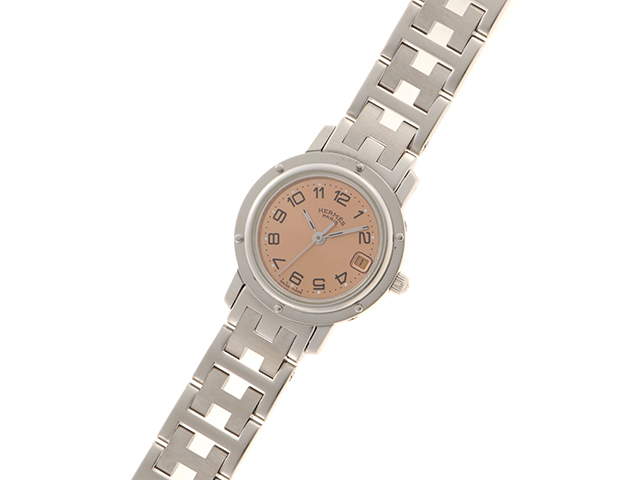 ☆美品☆エルメス HERMES クリッパー CL4.210 ピンク 文字盤 エルメス クリッパー ナクレ CL4.210 ピンクシェル レディース