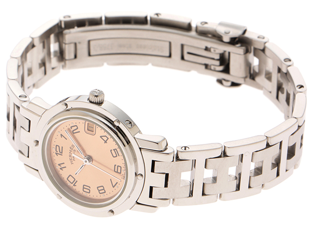 ☆美品☆エルメス HERMES クリッパー CL4.210 ピンク 文字盤 エルメス クリッパー ナクレ CL4.210 ピンクシェル レディース