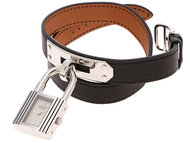 HERMES　エルメス　腕時計　ケリーウォッチ　ドゥブルトゥール　KE1.210　SS/革　ホワイト文字盤　クォーツ　レディース【431】2148103720154