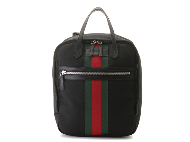 GUCCI グッチ シェリーライン バックパック ナイロン ブラック 495558【431】 の購入なら「質」の大黒屋（公式）