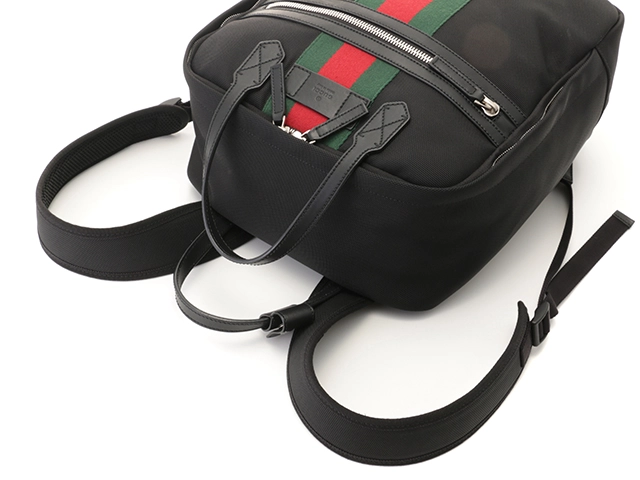 GUCCI グッチ シェリーライン バックパック ナイロン ブラック 495558【431】