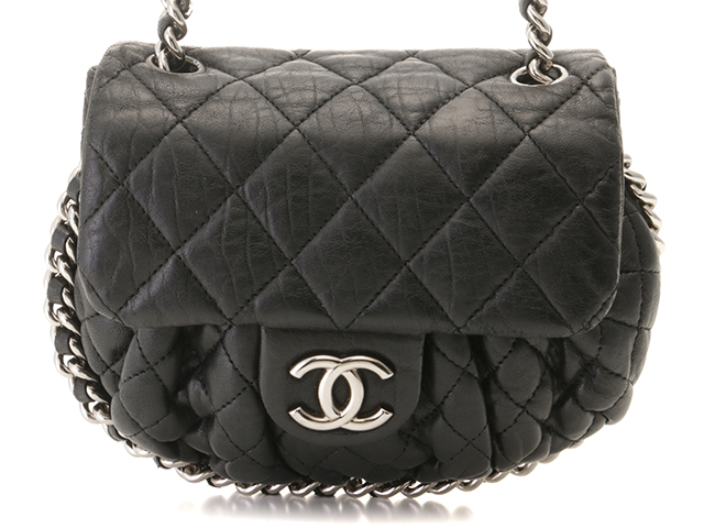 CHANEL ブラック マトラッセ CHANEL シャネル マトラッセ チェーンショルダー ブラック シルバー