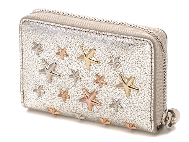 JIMMY CHOO　ジミーチュウ　スタースタッズ　ネリー　コインパース　シルバー　グリッターレザー　コインケース　2148103722950　【205】