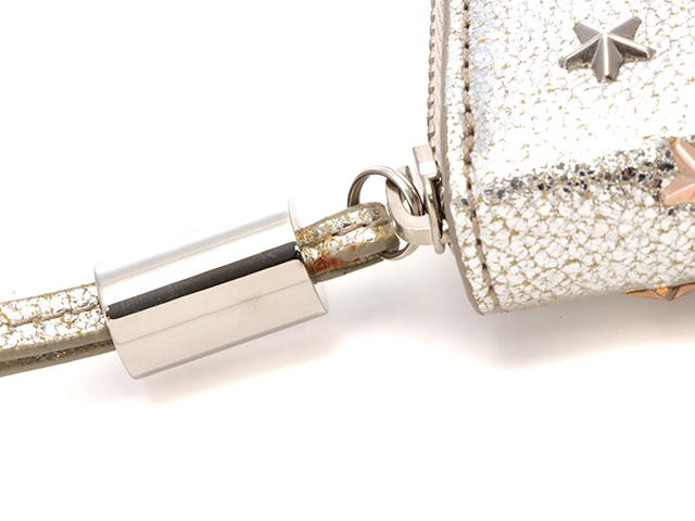 JIMMY CHOO　ジミーチュウ　スタースタッズ　ネリー　コインパース　シルバー　グリッターレザー　コインケース　2148103722950　【205】