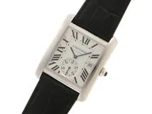 Cartier カルティエ タンクMC W5330003 SS ステンレススチール レザーベルト シルバーギョウシェ オートマチック 【460】2148103724473