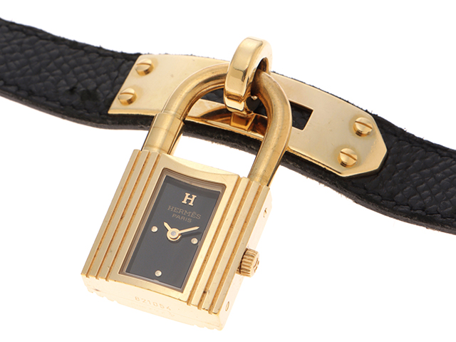 〇Z刻印 HERMES エルメス ケリーウォッチ KE1.201 ブラック文字