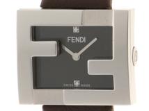 FENDI フェンディ レクタンギュラー F100101701 SS/レザー ブラウン2Pダイヤモンド クォーツ 【460】2148103730818