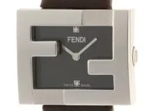 FENDI フェンディ レクタンギュラー F100101701 SS/レザー ブラウン2Pダイヤモンド クォーツ 【460】2148103730818