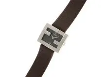 FENDI フェンディ レクタンギュラー F100101701 SS/レザー ブラウン2Pダイヤモンド クォーツ 【460】2148103730818
