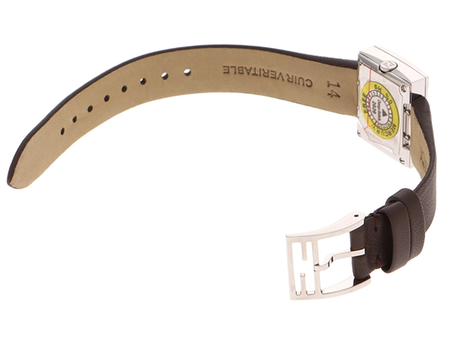 FENDI フェンディ レクタンギュラー F100101701 SS/レザー ブラウン2Pダイヤモンド クォーツ 【460】2148103730818