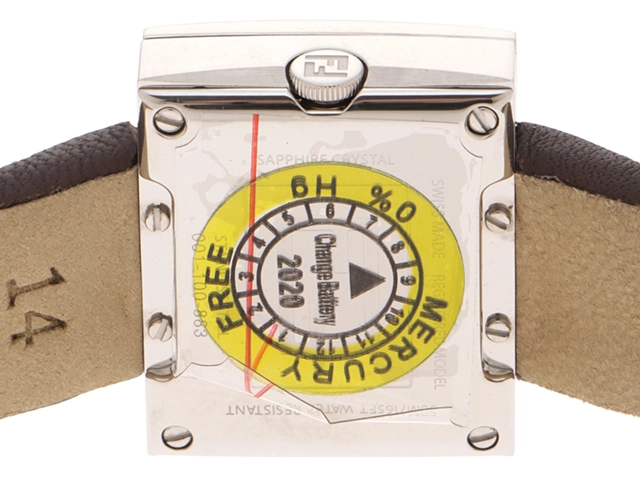 FENDI フェンディ レクタンギュラー F100101701 SS/レザー ブラウン2Pダイヤモンド クォーツ 【460】2148103730818