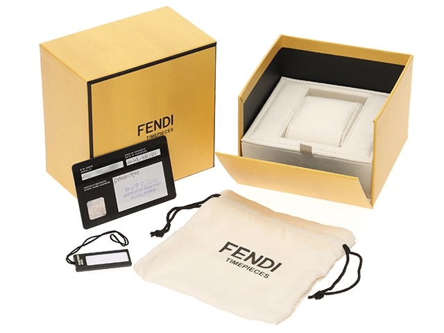 FENDI フェンディ レクタンギュラー F100101701 SS/レザー ブラウン2Pダイヤモンド クォーツ 【460】2148103730818