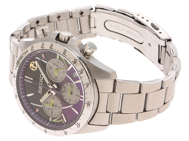 SEIKO セイコー500 TYPE エヴァウォッチ 500系新幹線25周年 8T63-01P0 パープル 初号機 メンズ クオーツ (2148103730894)【200】