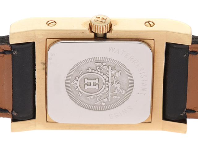 HERMES エルメス メドール ME1.201 ホワイト文字盤 GP/革 クオーツ  