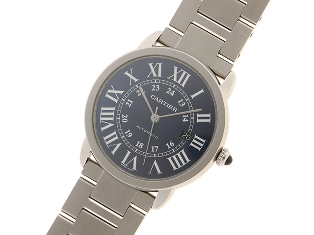 Cartier カルティエ 2019年並行品 腕時計 ロンドソロ ドゥ カルティエ XL WSRN0023 ブルーローマン文字盤 ステンレス 自動巻【472】SJ