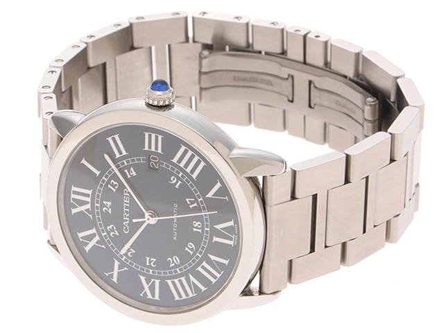 Cartier カルティエ 2019年並行品 腕時計 ロンドソロ ドゥ カルティエ XL WSRN0023 ブルーローマン文字盤 ステンレス 自動巻【472】SJ