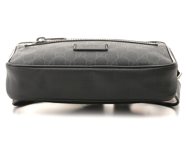 GUCCI　グッチ　GGスプリーム　ベルトバッグ　474293　ブラック　PVC/レザー【433】